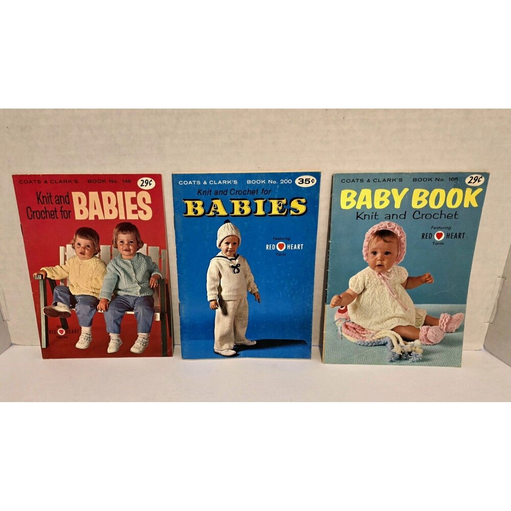 Lot of 3 RARE 1st Ed 60's  Vintage Coats & Clark's Embroidery Booklets Patterns